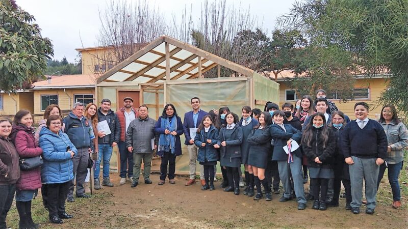 Jóvenes inauguran invernadero escolar y mural patrimonial en Curanilahue