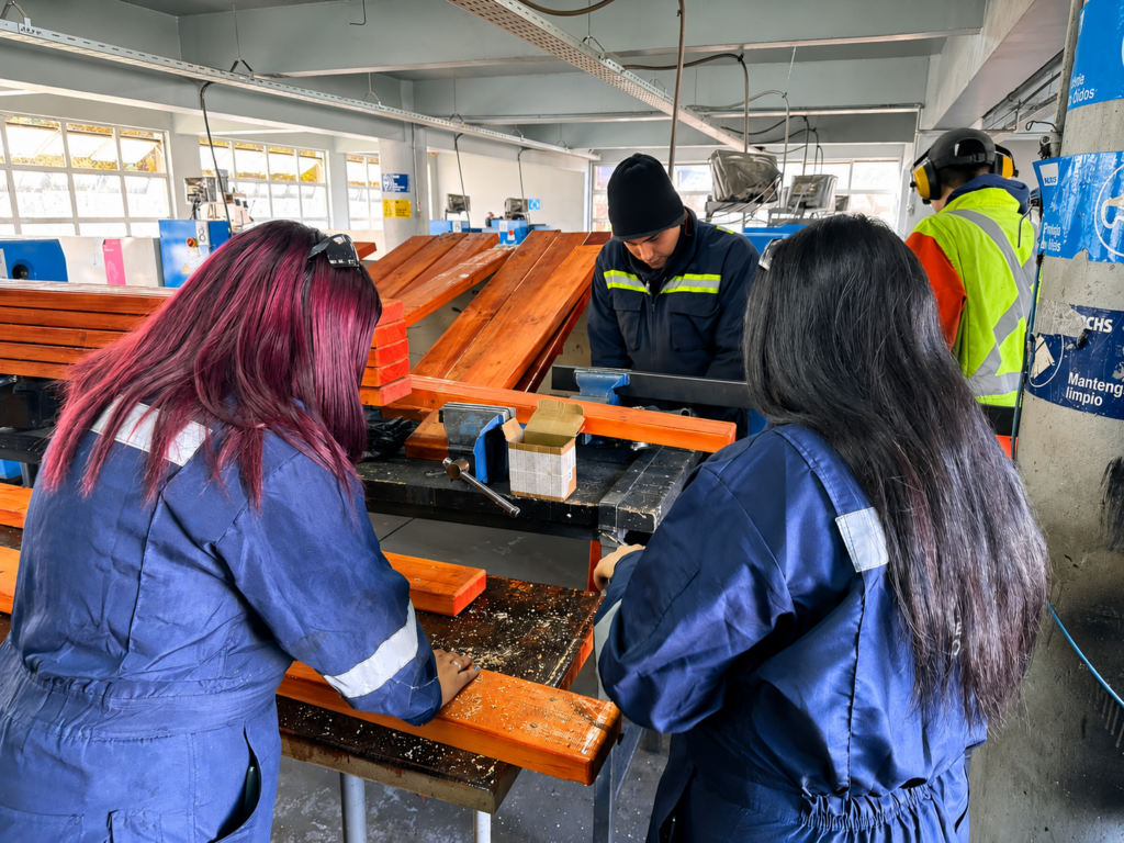 Estudiantes de Nacimiento construyen mobiliario urbano para apoyar a adultos mayores del Barrio Las Quintas